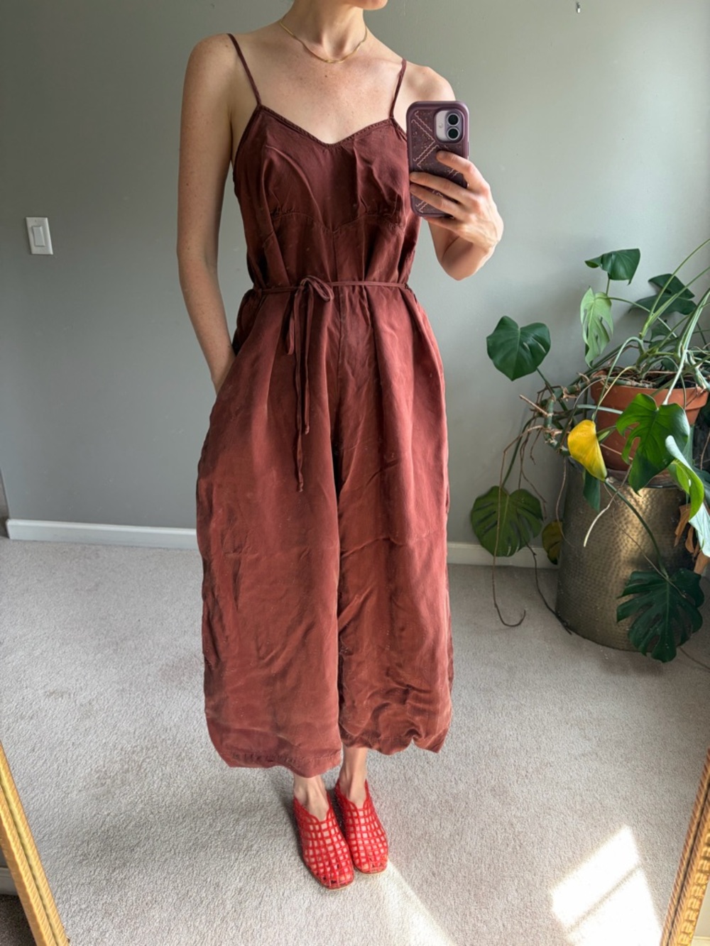 OZMA Ingrid Wide-Leg Cupro Jumpsuit in Adobe, Medium - Picture 2 of 10